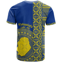 Fakaalofa Lahi Atu Niue T Shirt Niuean Map With Hiapo Pattern Blue Version LT14 - Polynesian Pride
