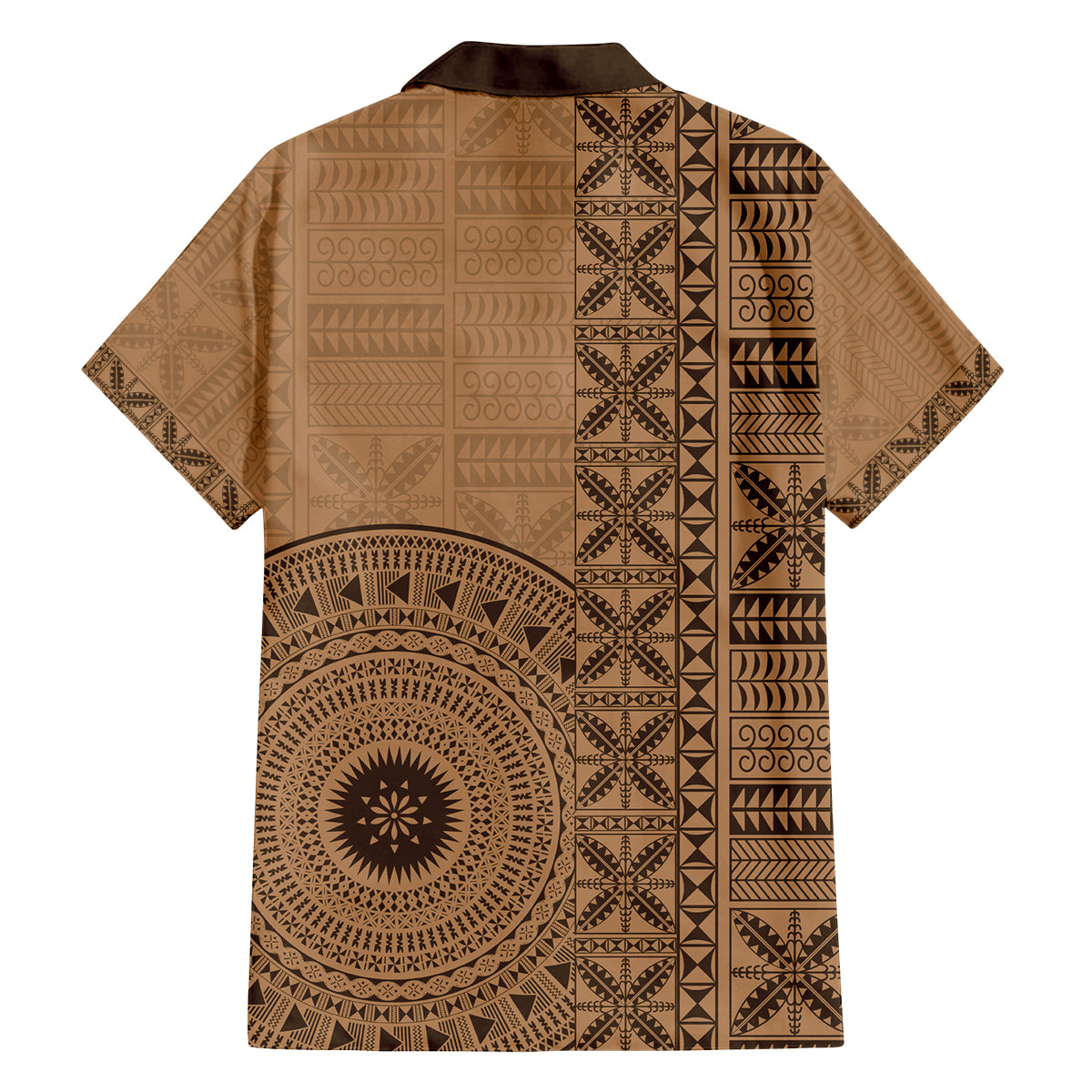 Fakaalofa Lahi Atu Niue Family Matching Off Shoulder Short Dress and Hawaiian Shirt Vintage Hiapo Pattern Brown Version LT14 - Polynesian Pride
