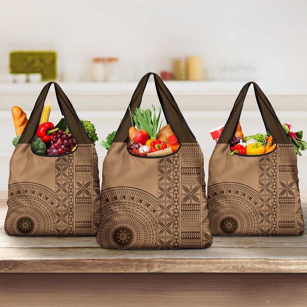 Fakaalofa Lahi Atu Niue Grocery Bag Vintage Hiapo Pattern Brown Version