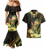 Hawaii Saint Patrick's Day Couples Matching Mermaid Dress and Hawaiian Shirt Ukulele Leprechaun Hau'Oli Maoli Oe! LT14 - Polynesian Pride