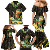 Hawaii Saint Patrick's Day Family Matching Mermaid Dress and Hawaiian Shirt Ukulele Leprechaun Hau'Oli Maoli Oe! LT14 - Polynesian Pride