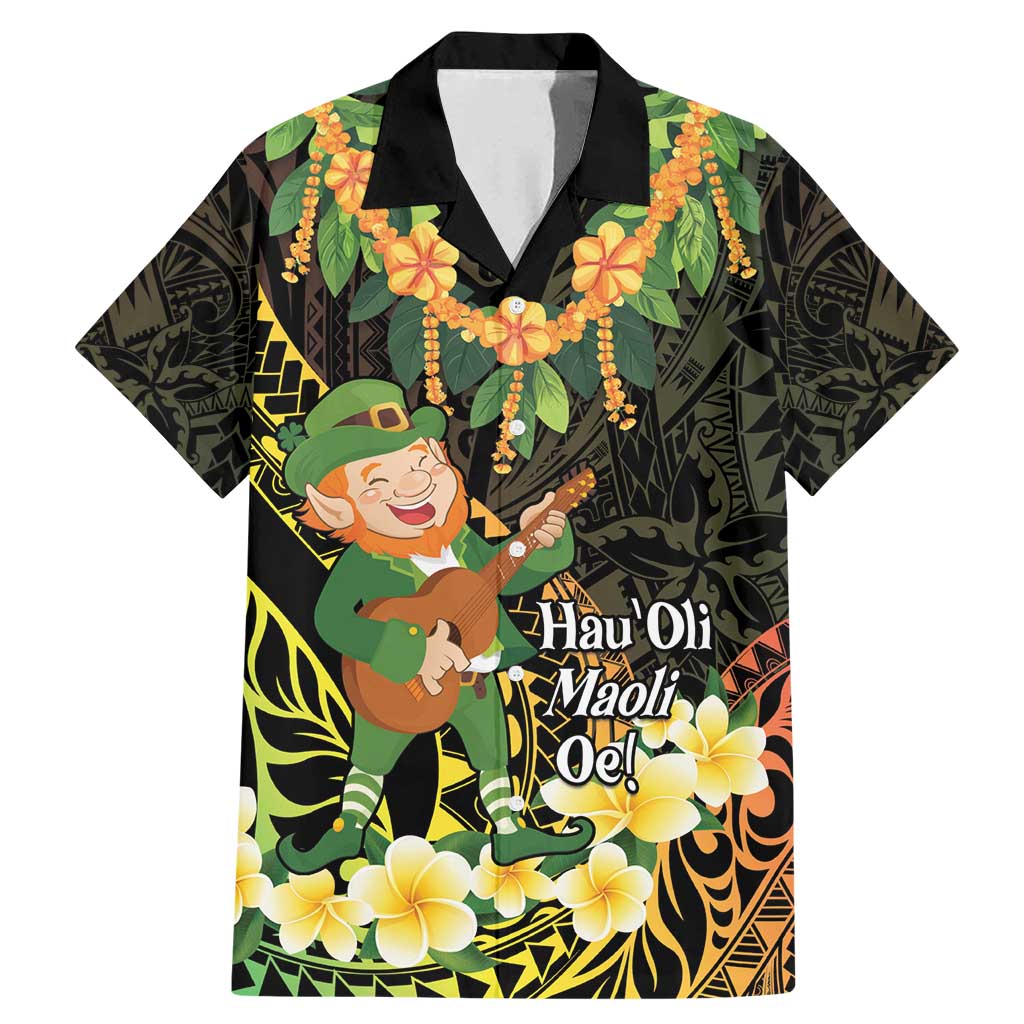 Hawaii Saint Patrick's Day Family Matching Mermaid Dress and Hawaiian Shirt Ukulele Leprechaun Hau'Oli Maoli Oe! LT14 Dad's Shirt - Short Sleeve Reggae - Polynesian Pride