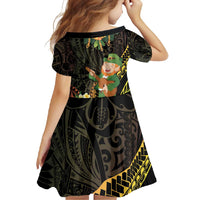 Hawaii Saint Patrick's Day Family Matching Off Shoulder Maxi Dress and Hawaiian Shirt Ukulele Leprechaun Hau'Oli Maoli Oe! LT14 - Polynesian Pride