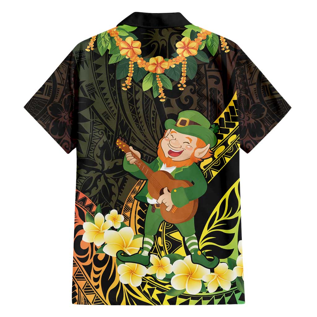 Hawaii Saint Patrick's Day Family Matching Off Shoulder Short Dress and Hawaiian Shirt Ukulele Leprechaun Hau'Oli Maoli Oe! LT14 - Polynesian Pride