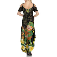 Hawaii Saint Patrick's Day Family Matching Summer Maxi Dress and Hawaiian Shirt Ukulele Leprechaun Hau'Oli Maoli Oe! LT14 - Polynesian Pride
