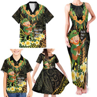 Hawaii Saint Patrick's Day Family Matching Tank Maxi Dress and Hawaiian Shirt Ukulele Leprechaun Hau'Oli Maoli Oe! LT14 - Polynesian Pride