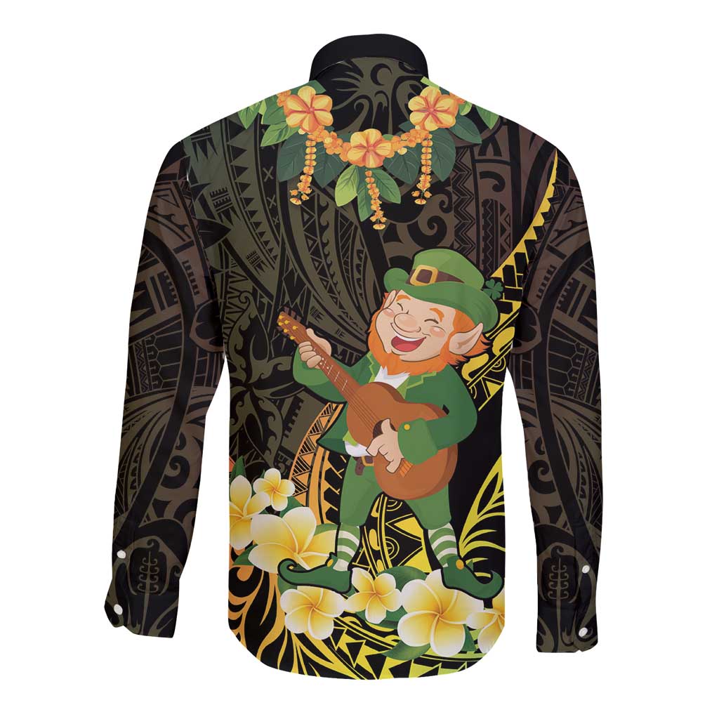 Hawaii Saint Patrick's Day Long Sleeve Button Shirt Ukulele Leprechaun Hau'Oli Maoli Oe! LT14 - Polynesian Pride