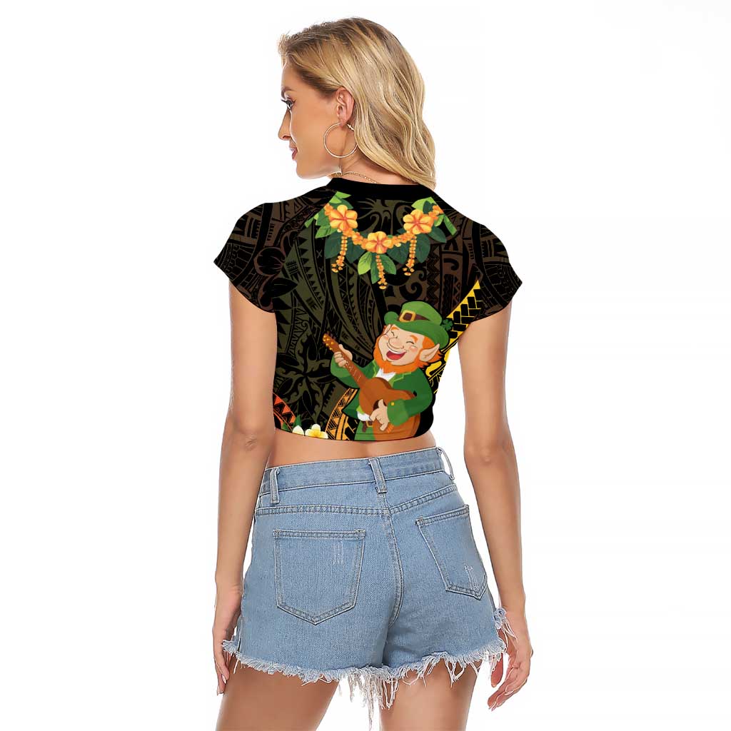Hawaii Saint Patrick's Day Raglan Cropped T Shirt Ukulele Leprechaun Hau'Oli Maoli Oe!