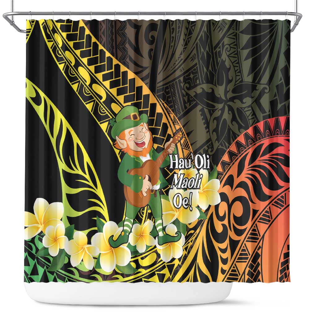 Hawaii Saint Patrick's Day Shower Curtain Ukulele Leprechaun Hau'Oli Maoli Oe! LT14 Reggae - Polynesian Pride