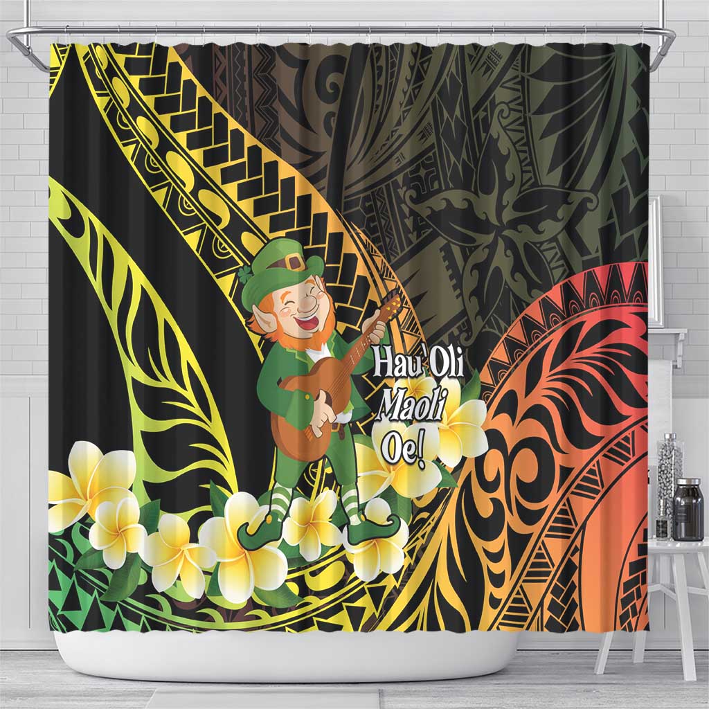 Hawaii Saint Patrick's Day Shower Curtain Ukulele Leprechaun Hau'Oli Maoli Oe! LT14 - Polynesian Pride