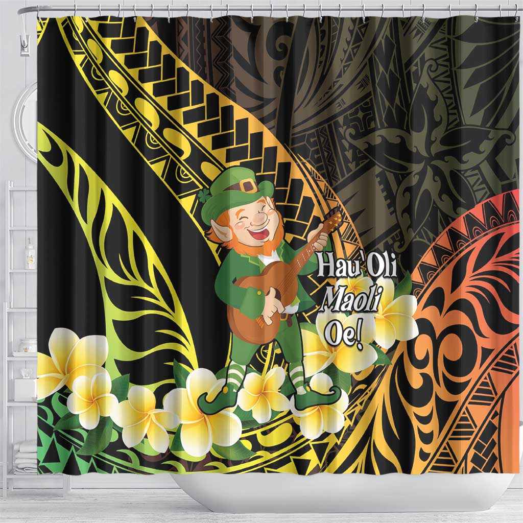 Hawaii Saint Patrick's Day Shower Curtain Ukulele Leprechaun Hau'Oli Maoli Oe! LT14 - Polynesian Pride