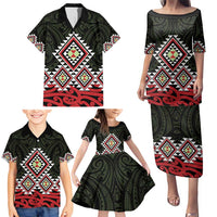 Kia Ora Aotearoa Family Matching Puletasi and Hawaiian Shirt 2025 Pasifika Maori Taniko Motifs LT14 - Polynesian Pride