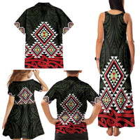 Kia Ora Aotearoa Family Matching Tank Maxi Dress and Hawaiian Shirt 2025 Pasifika Maori Taniko Motifs LT14 - Polynesian Pride