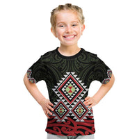 Kia Ora Aotearoa Kid T Shirt 2025 Pasifika Maori Taniko Motifs