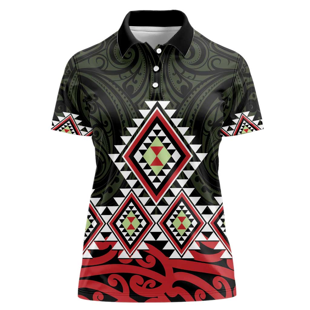 Kia Ora Aotearoa Women Polo Shirt 2025 Pasifika Maori Taniko Motifs