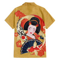 Japanese Geisha Koi Fish Family Matching Long Sleeve Bodycon Dress and Hawaiian Shirt Cherry Blossoms Yellow Seigaiha Pattern LT14 - Polynesian Pride