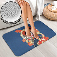 Japanese Geisha Koi Fish Bathroom Set Cherry Blossoms Blue Seigaiha Pattern - Polynesian Pride