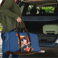 Japanese Geisha Koi Fish Travel Bag Cherry Blossoms Blue Seigaiha Pattern - Polynesian Pride