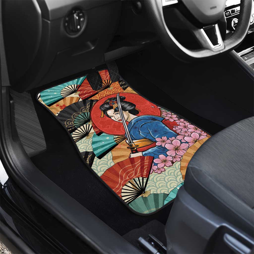 Japanese Geisha Katana Car Mats Japan Sensu Seigaiha Pattern - Polynesian Pride