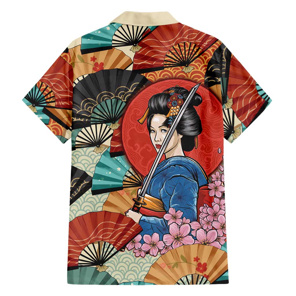 Japanese Geisha Katana Family Matching Off Shoulder Maxi Dress and Hawaiian Shirt Japan Sensu Seigaiha Pattern LT14 - Polynesian Pride