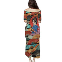 Japanese Geisha Katana Family Matching Puletasi and Hawaiian Shirt Japan Sensu Seigaiha Pattern LT14 - Polynesian Pride