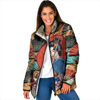 Japanese Geisha Katana Padded Jacket Japan Sensu Seigaiha Pattern - Polynesian Pride