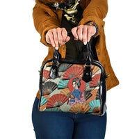 Japanese Geisha Katana Shoulder Handbag Japan Sensu Seigaiha Pattern - Polynesian Pride