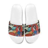 Japanese Geisha Katana Slide Sandals Japan Sensu Seigaiha Pattern - Polynesian Pride
