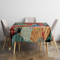 Japanese Geisha Katana Tablecloth Japan Sensu Seigaiha Pattern - Polynesian Pride
