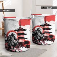 Japanese Samurai Warrior Enso Laundry Basket Japan Pagoda Sakura Watercolor - Polynesian Pride