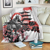 Japanese Samurai Warrior Enso Blanket Japan Pagoda Sakura Watercolor - Polynesian Pride