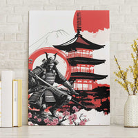 Japanese Samurai Warrior Enso Canvas Wall Art Japan Pagoda Sakura Watercolor - Polynesian Pride