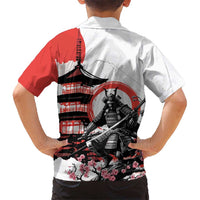 Japanese Samurai Warrior Enso Family Matching Off The Shoulder Long Sleeve Dress and Hawaiian Shirt Japan Pagoda Sakura Watercolor LT14 - Polynesian Pride