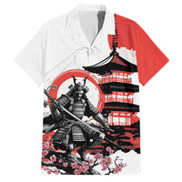 Japanese Samurai Warrior Enso Family Matching Off Shoulder Maxi Dress and Hawaiian Shirt Japan Pagoda Sakura Watercolor LT14 Dad's Shirt - Short Sleeve White - Polynesian Pride