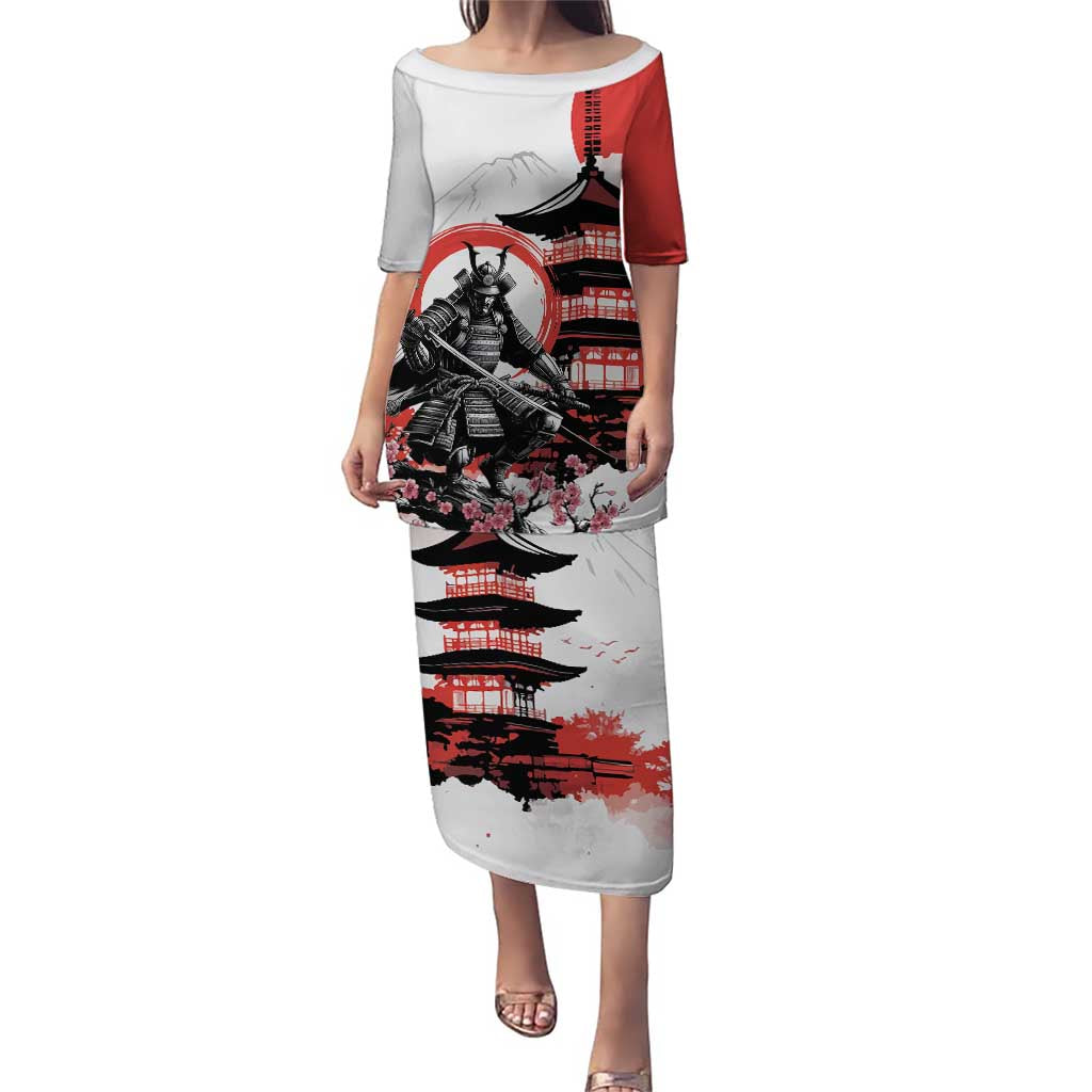 Japanese Samurai Warrior Enso Family Matching Puletasi and Hawaiian Shirt Japan Pagoda Sakura Watercolor - Polynesian Pride