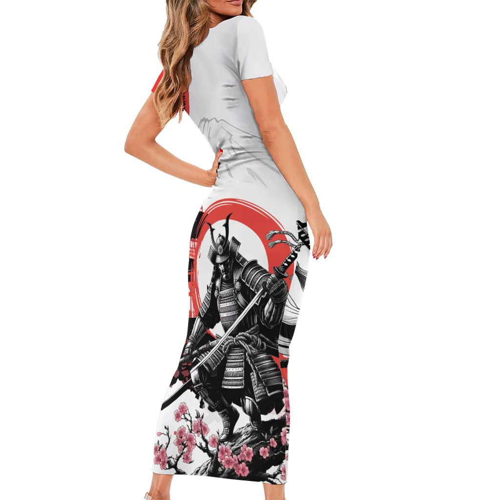 Japanese Samurai Warrior Enso Family Matching Short Sleeve Bodycon Dress and Hawaiian Shirt Japan Pagoda Sakura Watercolor LT14 - Polynesian Pride