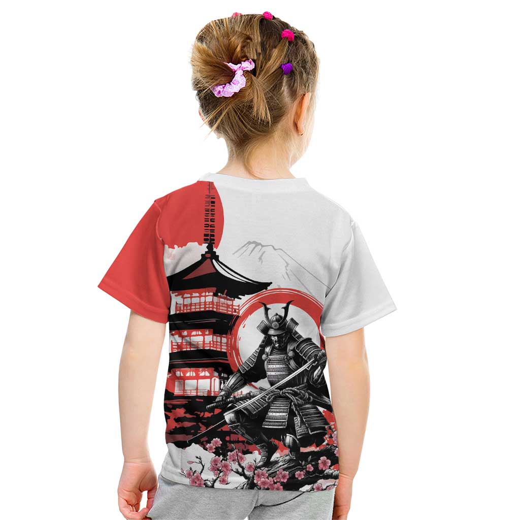 Japanese Samurai Warrior Enso Kid T Shirt Japan Pagoda Sakura Watercolor - Polynesian Pride