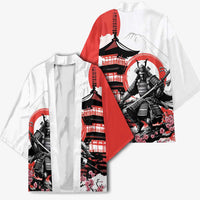Japanese Samurai Warrior Enso Kimono Japan Pagoda Sakura Watercolor - Polynesian Pride