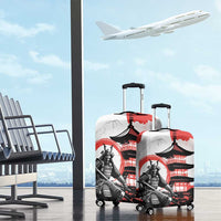 Japanese Samurai Warrior Enso Luggage Cover Japan Pagoda Sakura Watercolor - Polynesian Pride
