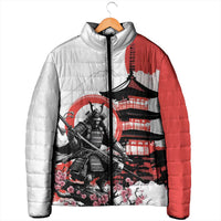 Japanese Samurai Warrior Enso Padded Jacket Japan Pagoda Sakura Watercolor - Polynesian Pride