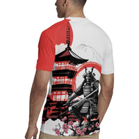 Japanese Samurai Warrior Enso Rugby Jersey Japan Pagoda Sakura Watercolor - Polynesian Pride