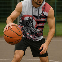 Japanese Samurai Warrior Enso Sleeveless Hoodie Japan Pagoda Sakura Watercolor - Polynesian Pride
