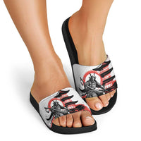 Japanese Samurai Warrior Enso Slide Sandals Japan Pagoda Sakura Watercolor - Polynesian Pride