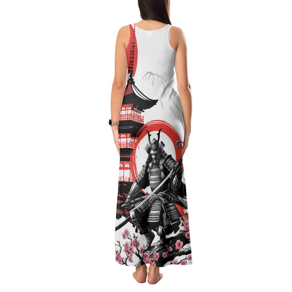 Japanese Samurai Warrior Enso Tank Maxi Dress Japan Pagoda Sakura Watercolor - Polynesian Pride