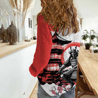 Japanese Samurai Warrior Enso Women Casual Shirt Japan Pagoda Sakura Watercolor - Polynesian Pride