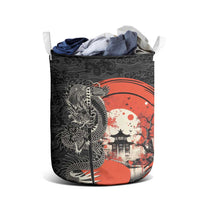 Japanese Dragon Katana Enso Laundry Basket Japan Pagoda Seamless Cloud - Polynesian Pride