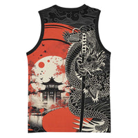 Japanese Dragon Katana Enso Basketball Jersey Japan Pagoda Seamless Cloud - Polynesian Pride