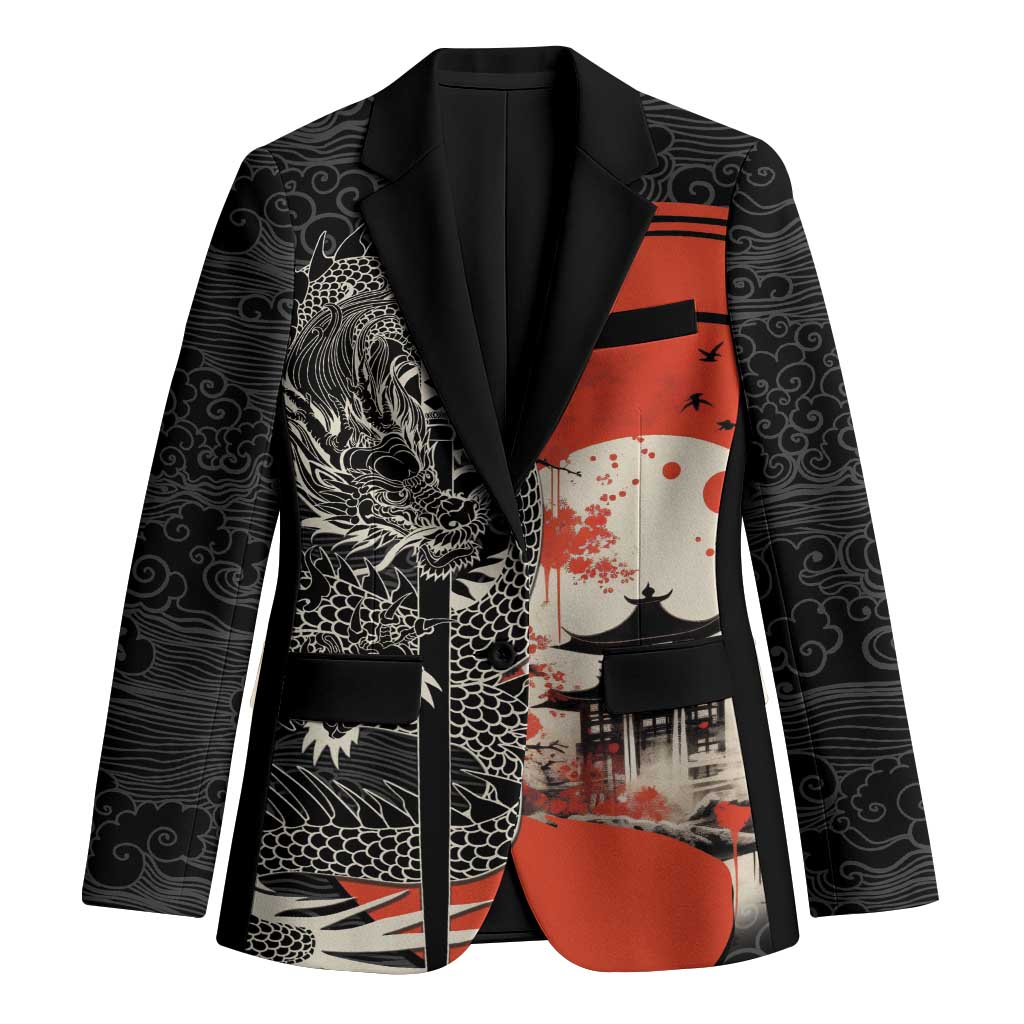 Japanese Dragon Katana Enso Blazer Japan Pagoda Seamless Cloud - Polynesian Pride