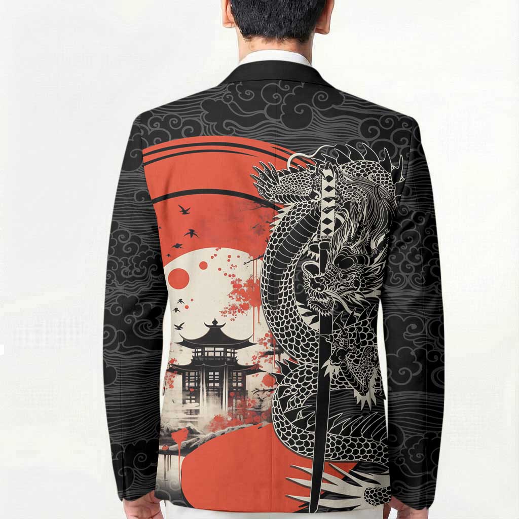 Japanese Dragon Katana Enso Blazer Japan Pagoda Seamless Cloud - Polynesian Pride