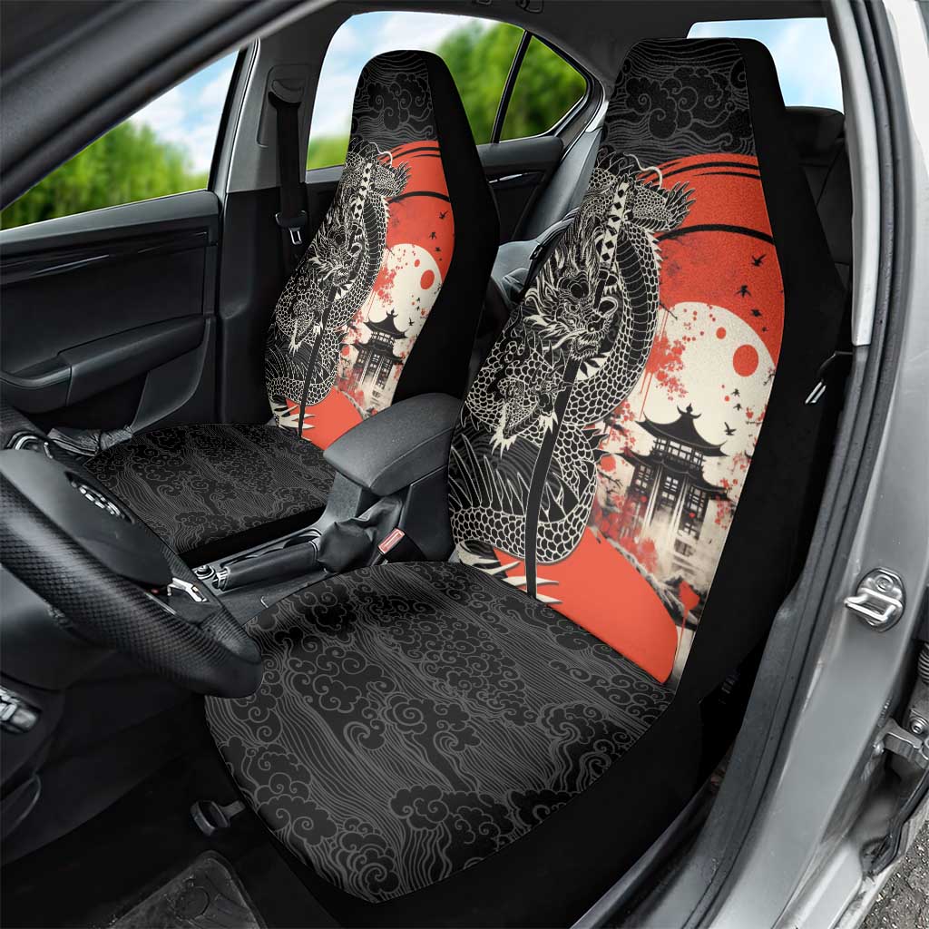 Japanese Dragon Katana Enso Car Seat Cover Japan Pagoda Seamless Cloud - Polynesian Pride